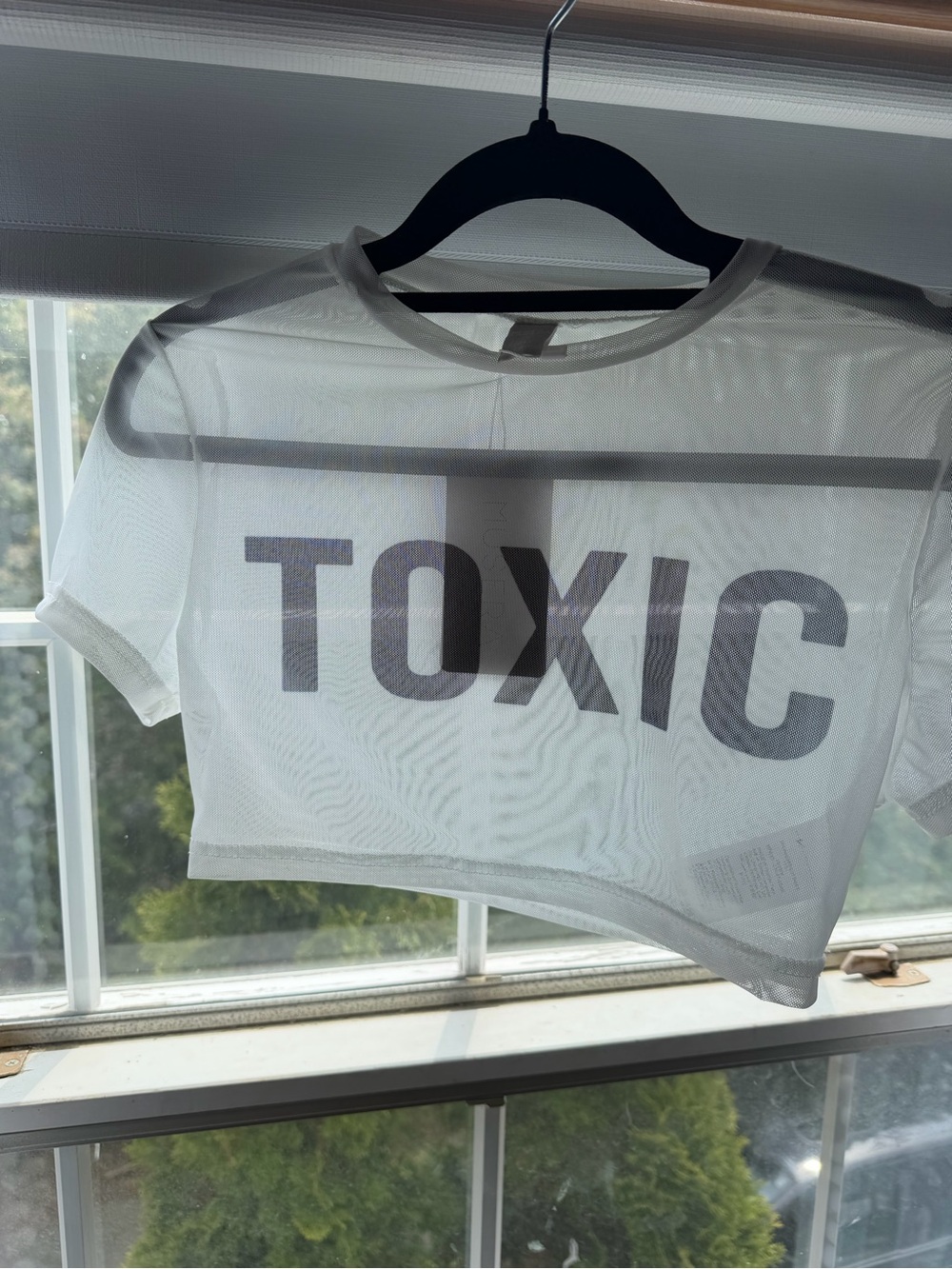 Muse White Sheer Crop Top with 'TOXIC' Print